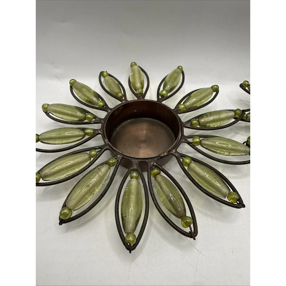 Vintage Metal Sunflower Tea light Candle Holder Set‎ MCM